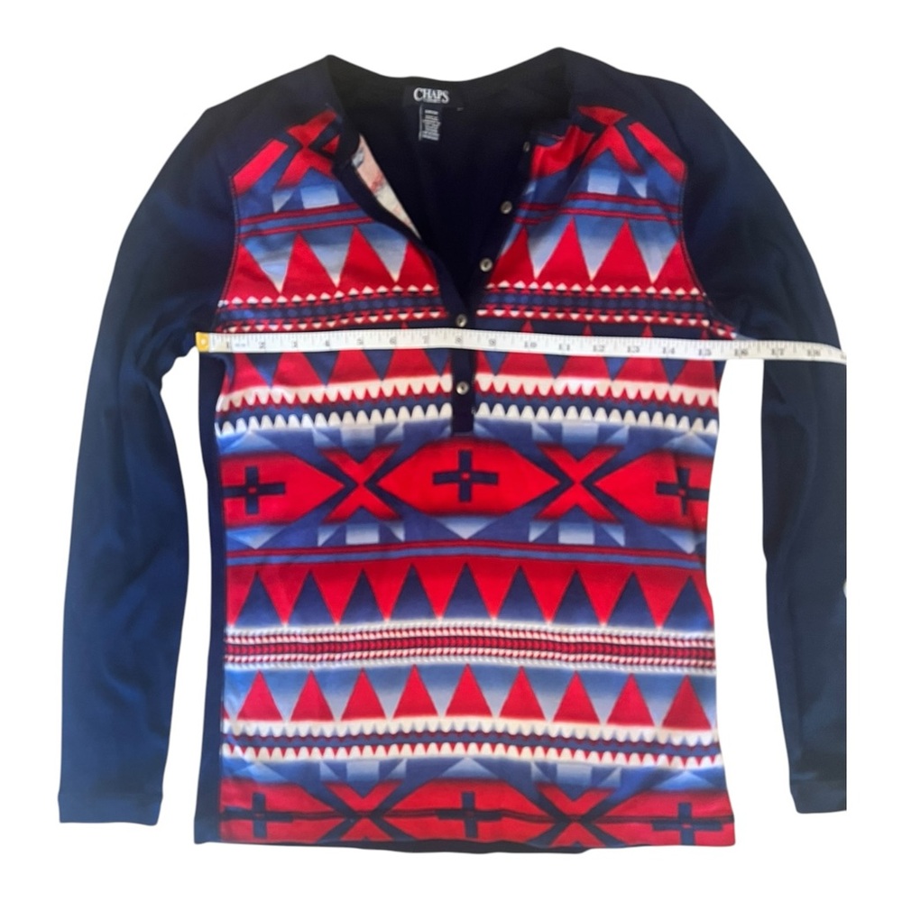 Vintage Chaps‎ Aztec print pullover cotton top. Size small
